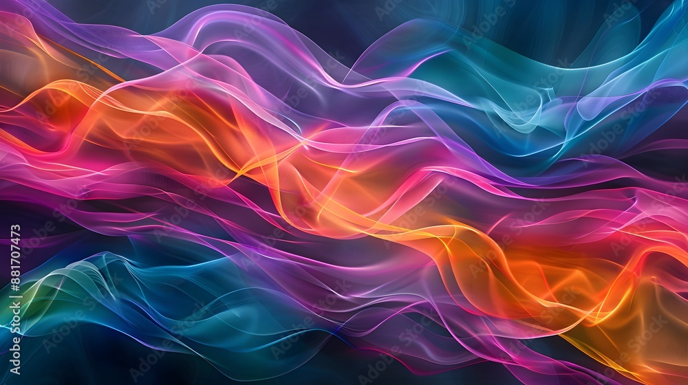 This abstract image showcases a vibrant combination of wavy lines in a spectrum of colors, creating a dynamic and fluid visual texture that's perfect for a variety of design projects. This abstract image showcases a vibrant combination of wavy lines in a spectrum of colors, creating a dynamic and fluid visual texture that's perfect for a variety of design projects.