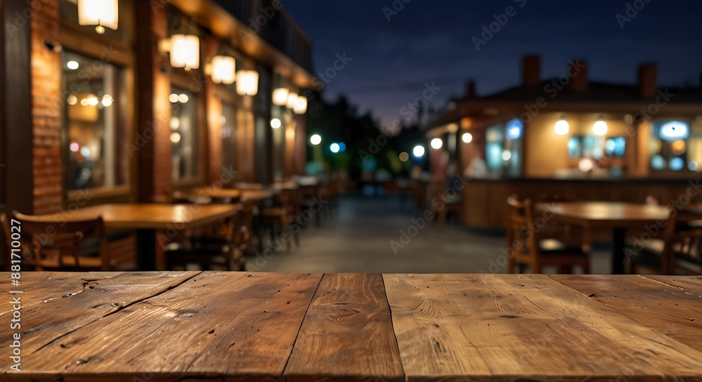 Fototapeta premium empty wooden table top with Restaurand Background for product display