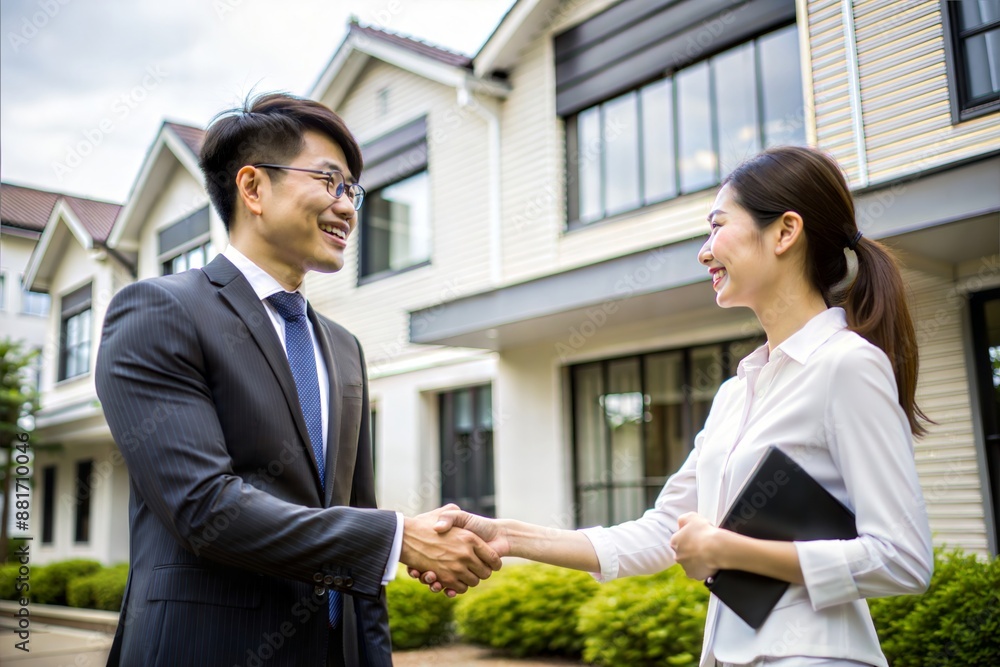 Asian Real Estate Agent Shaking Hands with Client After Successful Deal
Asian Real Estate Agent Shaking Hands with Client After Successful Deal