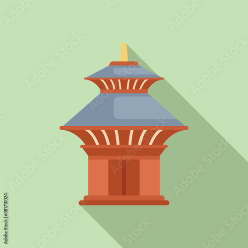 This colorful illustration shows a buddhist stupa temple, a place of meditation and reflection