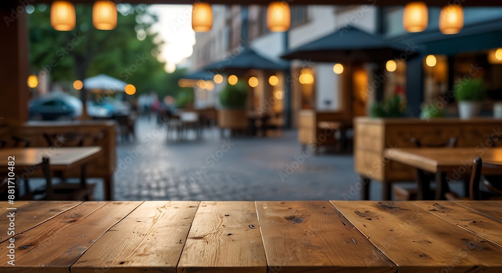 empty wooden table top with Restaurand Background for product display empty wooden table top with Restaurand Background for product display