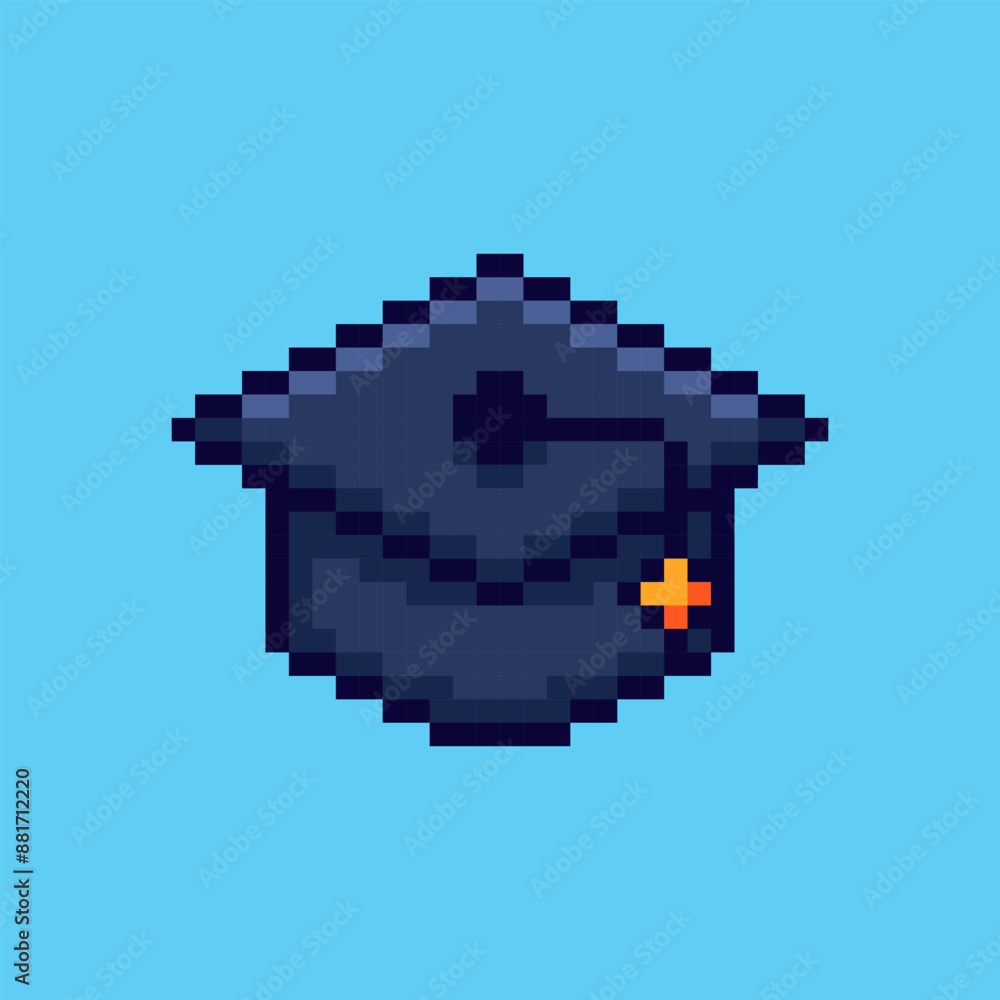 Fototapeta premium Pixel art graduation hat game asset design