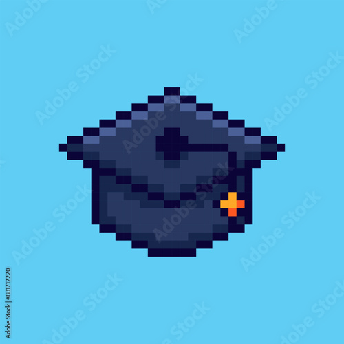 Pixel art graduation hat game asset design