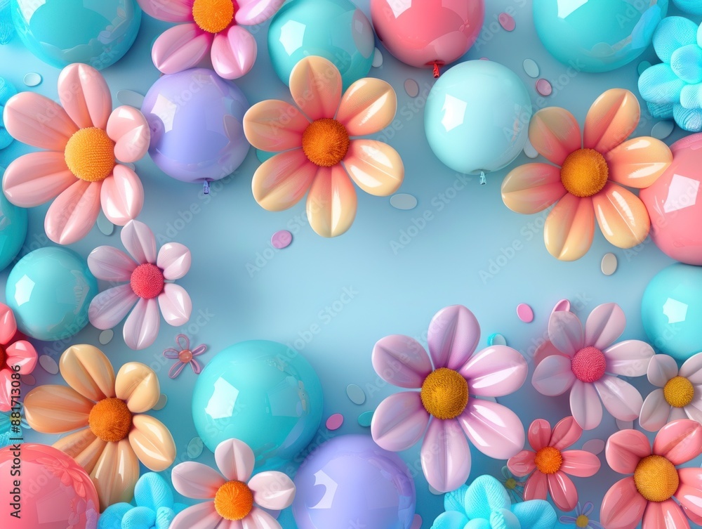 Obraz premium 3D Fantasy bright flowers balloon flowers