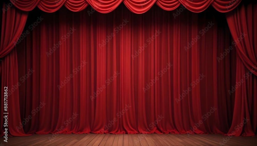 Fototapeta premium Fiery red stage or theater backdrop with shadows