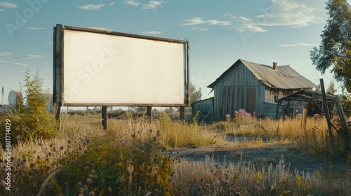 Tranquil Rural Village Vertical Billboard Mock-up   Open Fields, Quaint Cottages   32k Ultra HD Resolution © Sirathee