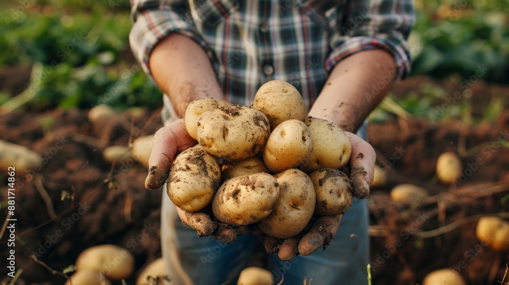 Freshly Harvested Organic Potatoes in a Field Freshly Harvested Organic Potatoes in a Field