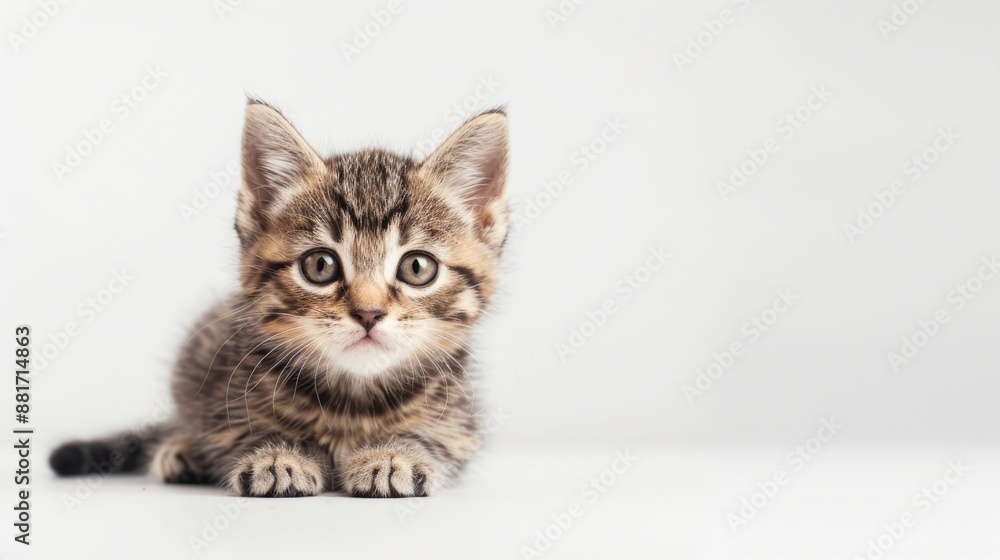 Obraz premium Fluffy Watercolor Kitten - Adorable Feline Pet with Whimsical Artistic Touch, Perfect for Marketing and Online Use