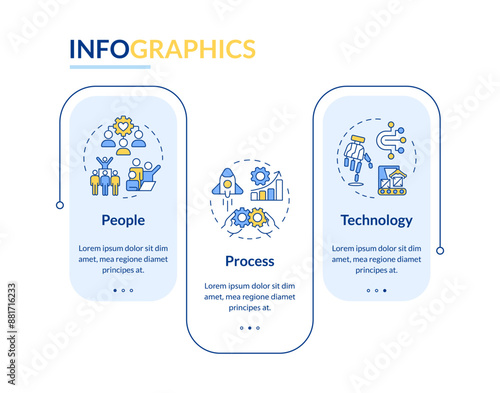 PPT framework blue rectangle infographic template. Assortment plan. Data visualization with 3 steps. Editable timeline info chart. Workflow layout with line icons. Lato-Bold, Regular fonts used