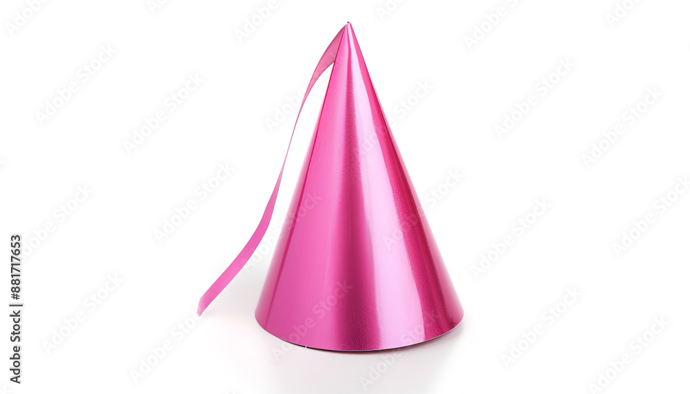 One pink party hat isolated on white One pink party hat isolated on white