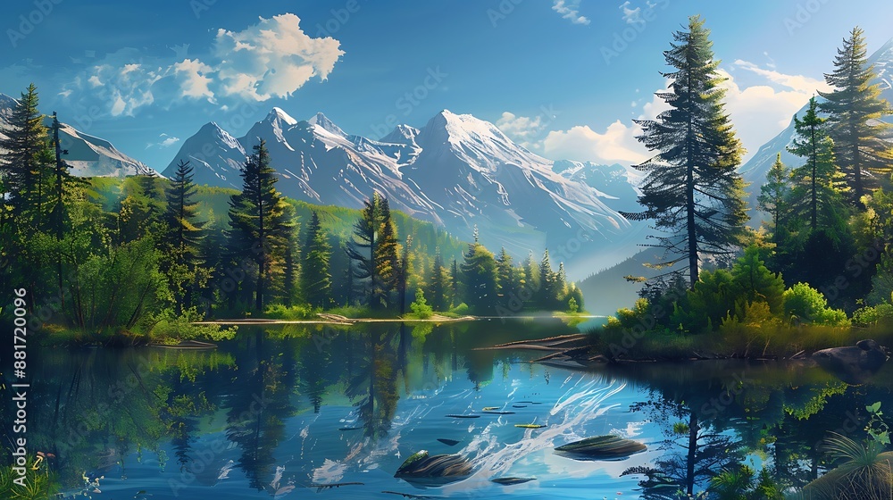 Obraz premium Serene Mountain Lake