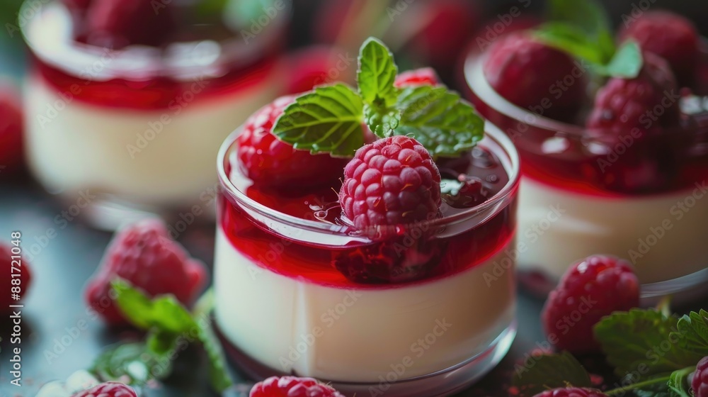 Panna cotta with raspberries Panna cotta with raspberries