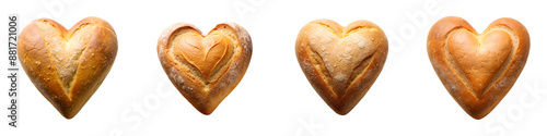 Heart shaped bread on transparent background PNG file