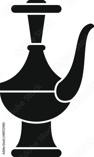 Simple black and white icon of a dallah, a traditional arabic coffee pot, showcasing a symbol of hospitality and cultural heritage