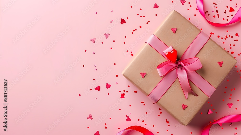 Gift Box with Red Ribbon and Hearts Gift Box with Red Ribbon and Hearts