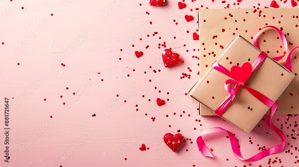 Gift Box with Red Ribbon and Hearts Gift Box with Red Ribbon and Hearts