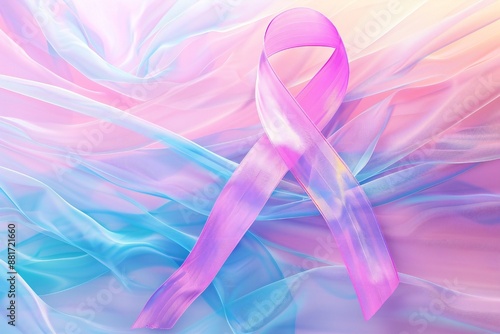 Cancer awareness ribbon, abstract background Generative Ai