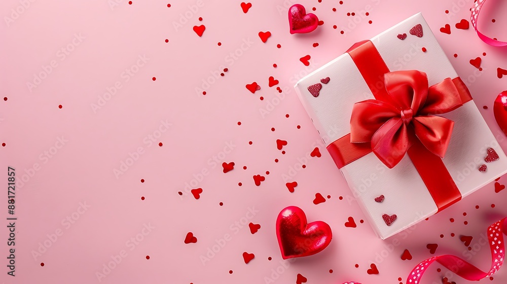 Gift Box with Red Ribbon and Hearts Gift Box with Red Ribbon and Hearts