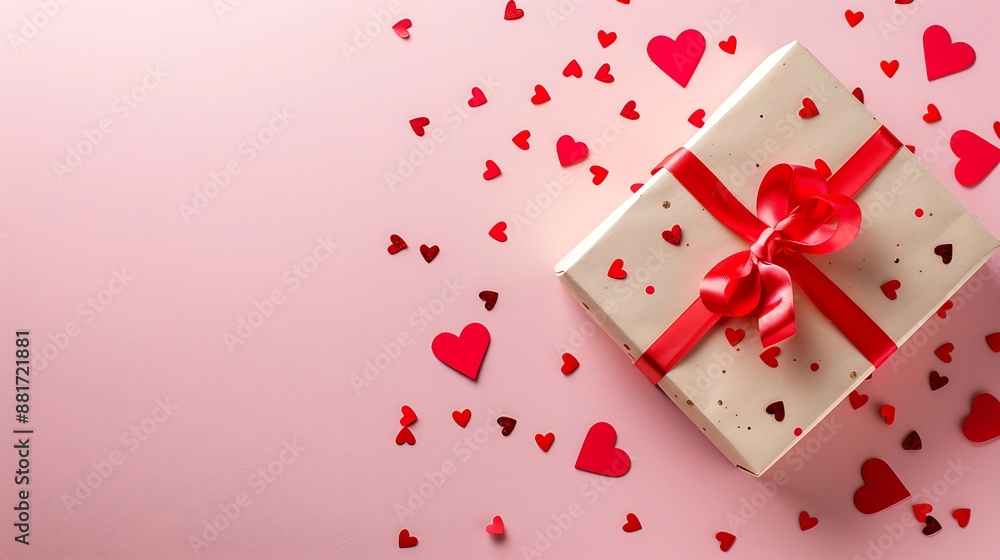 Gift Box with Red Ribbon and Hearts Gift Box with Red Ribbon and Hearts