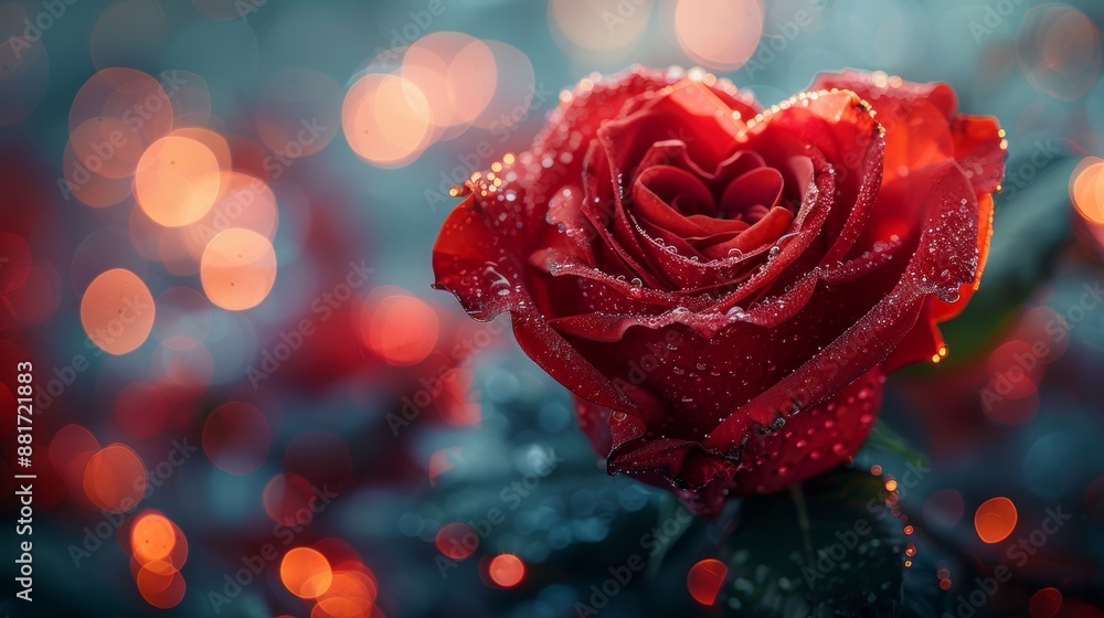 Stunning Red Rose with Water Droplets - Generative AI Stunning Red Rose with Water Droplets - Generative AI