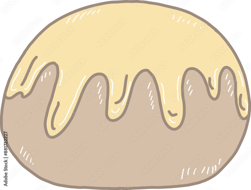 Cartoon Chinese spring rolls that are baked into round brown balls painted with egg yolk Cartoon Chinese spring rolls that are baked into round brown balls painted with egg yolk