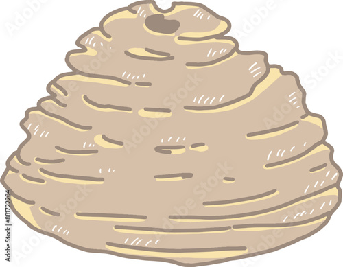 A large cartoon a-care snack that looks like a honeycomb and is coated with yellow-brown powder