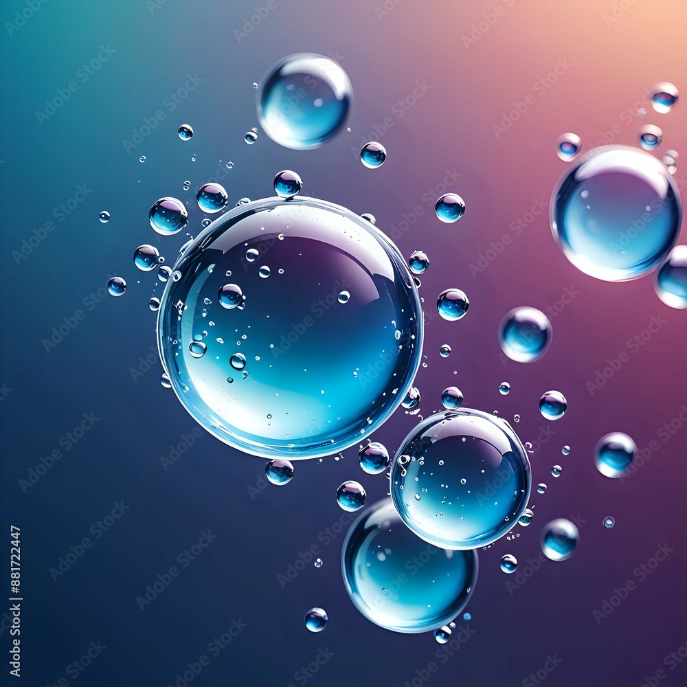 Abstract blue and purple water bubbles on a gradient background. Abstract blue and purple water bubbles on a gradient background.