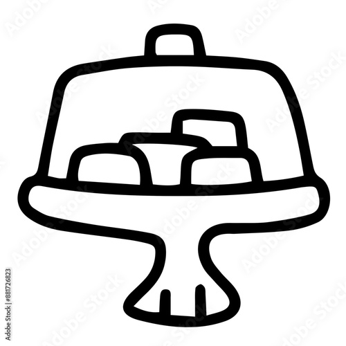 Hand drawn black and white color of bakery design isolated on transparent background. Vector illustration. 