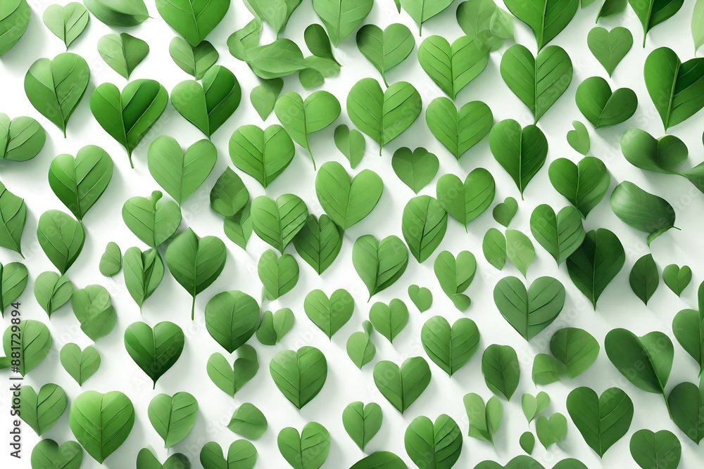 heart shape of green leave symble of love on white background,illustration render, heart shape of green leave symble of love on white background,illustration render,