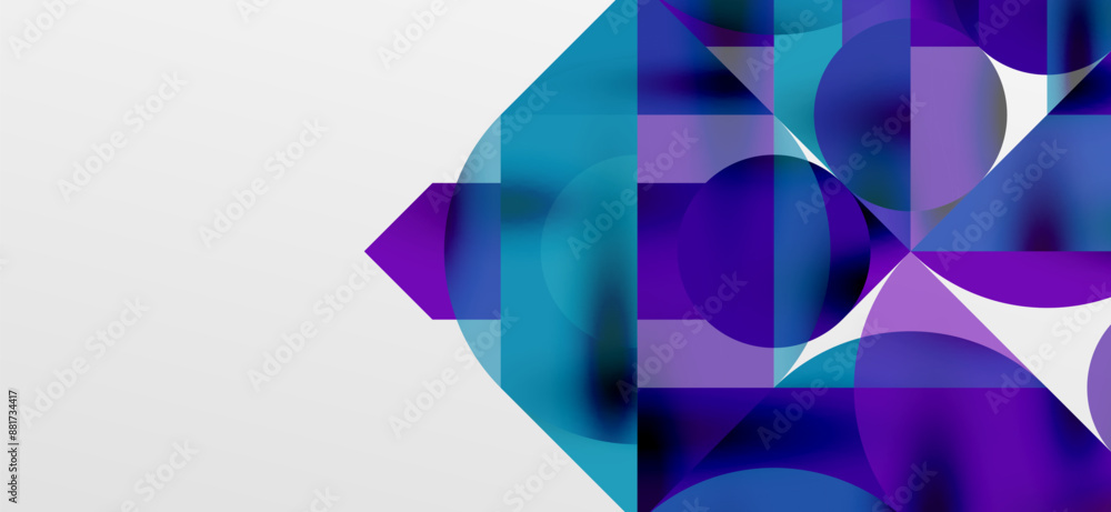 Circles and shadows. Colorful round elements with triangles, semi circles and other shapes. Vector Illustration For Wallpaper, Banner, Background, Card, Book Illustration, landing page Circles and shadows. Colorful round elements with triangles, semi circles and other shapes. Vector Illustration For Wallpaper, Banner, Background, Card, Book Illustration, landing page