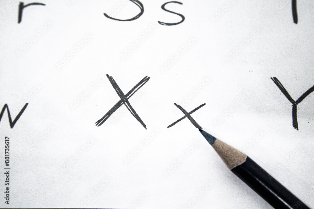 PENCIL AND ALPHABET LETTER X PENCIL AND ALPHABET LETTER X