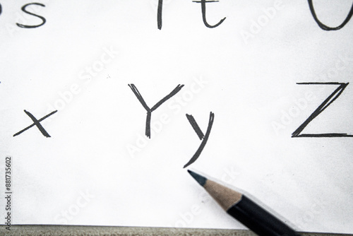 PENCIL AND ALPHABET LETTER Y