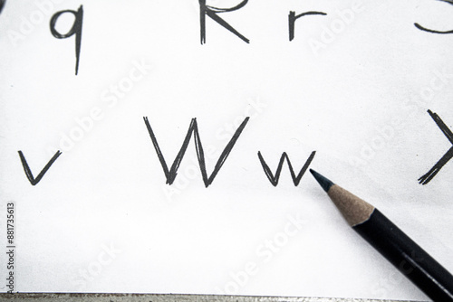 PENCIL AND ALPHABET LETTER W