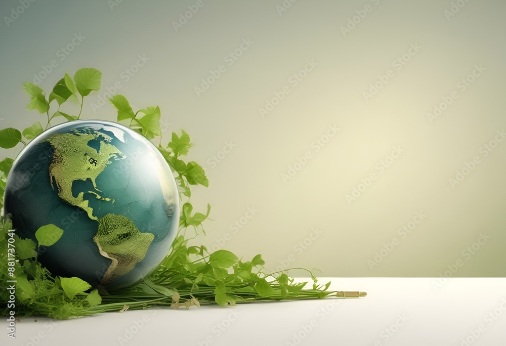 green planet Earth on background with copy space, ecology concept green planet Earth on background with copy space, ecology concept