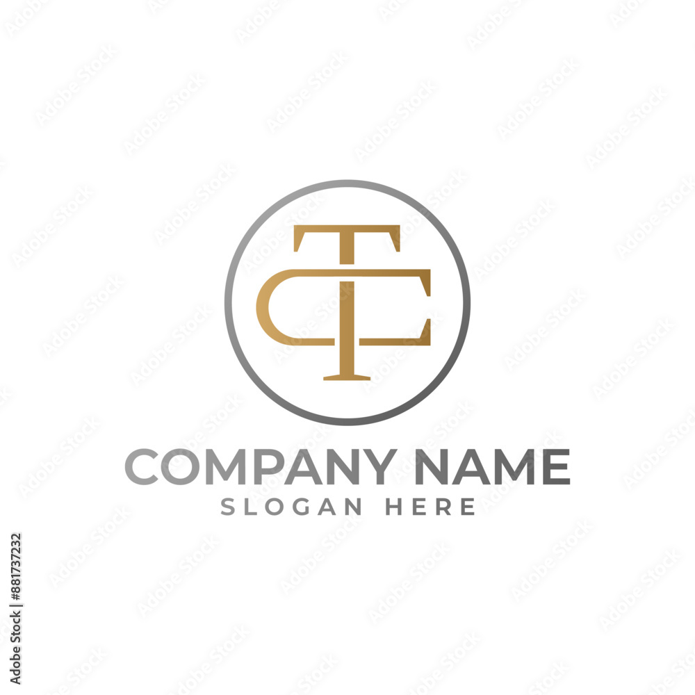 TC initial logomark intertwined in gold gradient isolated in black circle in modern luxury concept TC initial logomark intertwined in gold gradient isolated in black circle in modern luxury concept