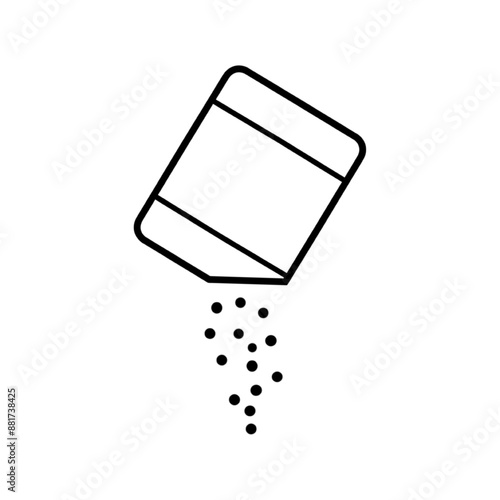 packet soluble powder icon, open paper sachet, soluble medicine, thin line web symbol on white background - editable stroke vector illustration, flat line icon, isolated on white