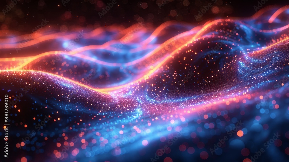 Abstract Vibrant Wave of Light and Particles - Generative AI Abstract Vibrant Wave of Light and Particles - Generative AI
