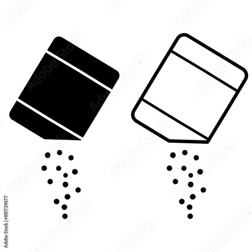 packet soluble powder icon, open paper sachet, soluble medicine, thin line web symbol on white background - editable stroke vector illustration, flat line icon, isolated on white