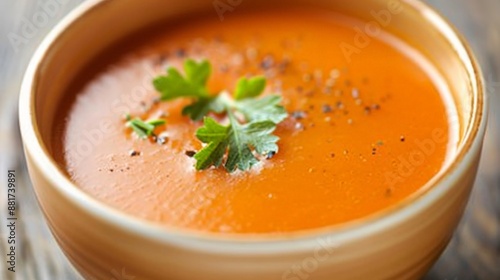 Close up of a Bowl of Tomato Soup