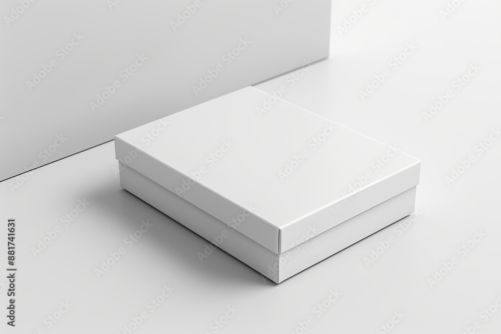 Blank White Box Mockup on Isolated White Background created with Generative AI Blank White Box Mockup on Isolated White Background created with Generative AI