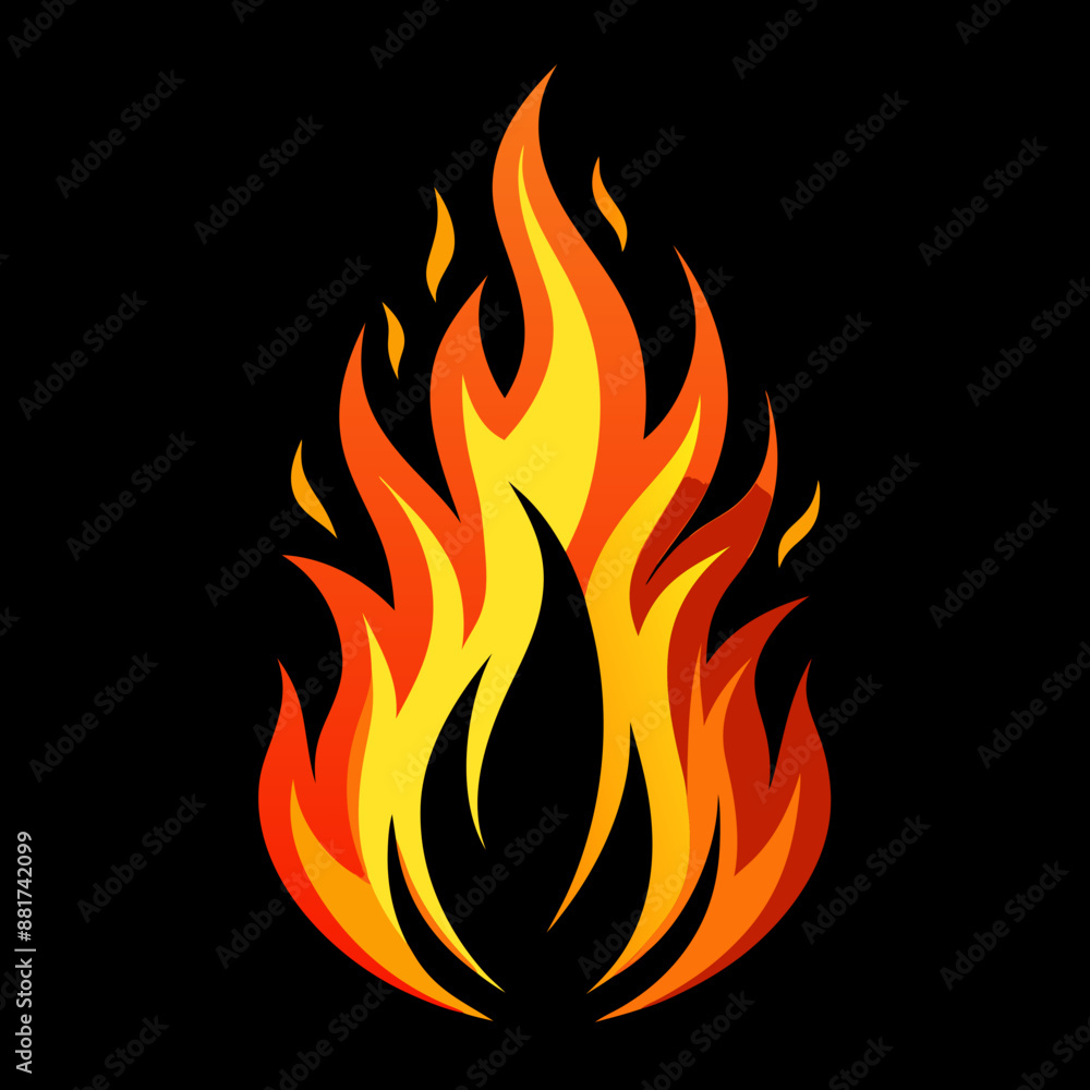 Fire flames on black background Fire flames on black background