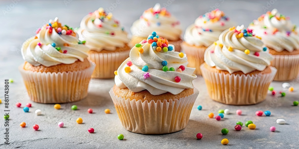 Soft and fluffy dessert cupcakes with cream frosting and sprinkles, cupcakes, dessert, sweet, fluffy, cream, frosting, sprinkles Soft and fluffy dessert cupcakes with cream frosting and sprinkles, cupcakes, dessert, sweet, fluffy, cream, frosting, sprinkles