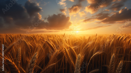 wheat field at sunset