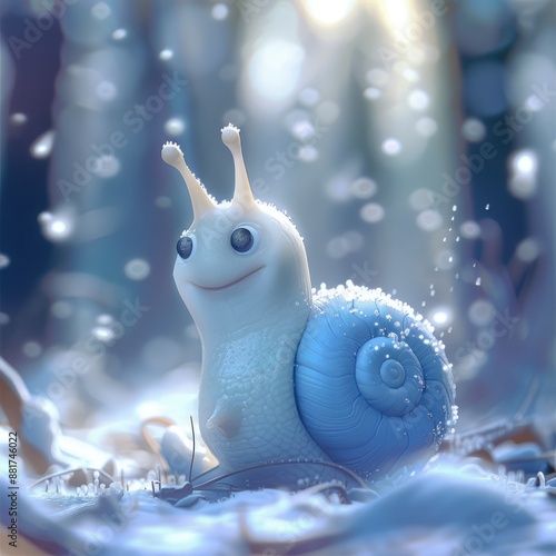 A Smiling Snail in a Winter Wonderland