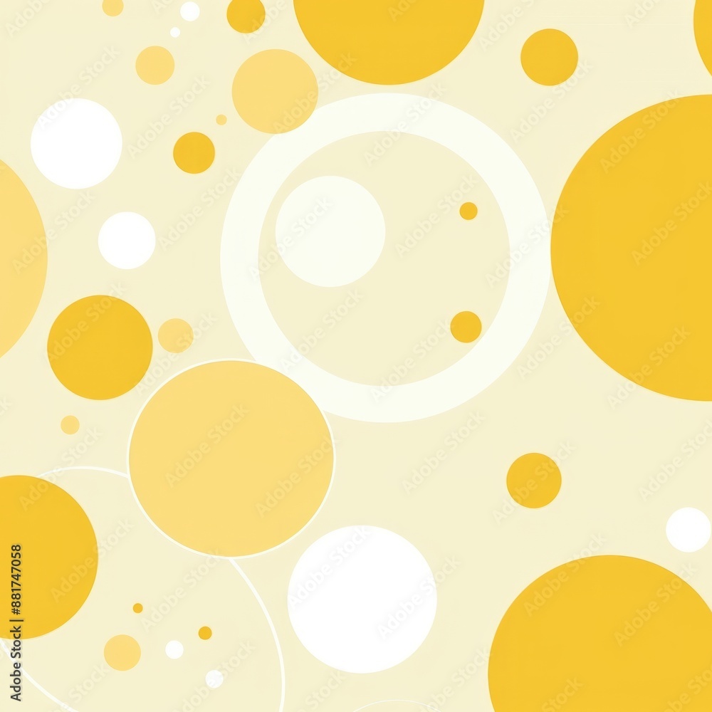 An abstract pattern of yellow and white circles of various sizes on a cream background An abstract pattern of yellow and white circles of various sizes on a cream background