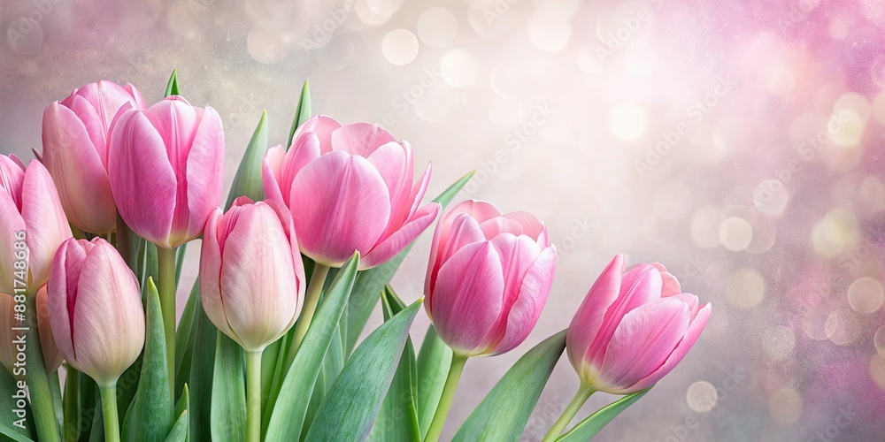 Obraz premium Gentle pink tulips with subtle textures, perfect for spring or Easter designs, tulips, flowers, pink, gentle, subtle textures