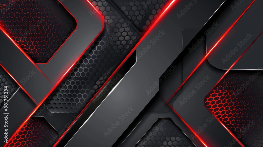 background design in grey black and red with hexagonal pattern background design in grey black and red with hexagonal pattern