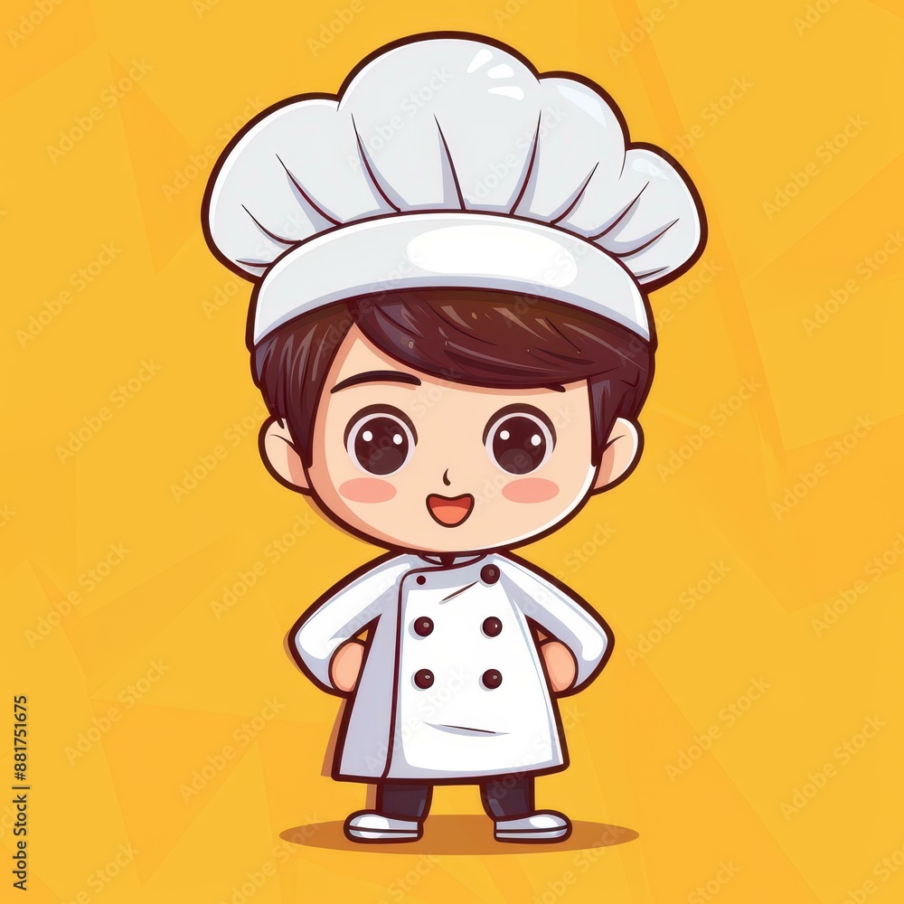 Adorable chibi chef cartoon character in a handdrawn style on a white background. Adorable chibi chef cartoon character in a handdrawn style on a white background.