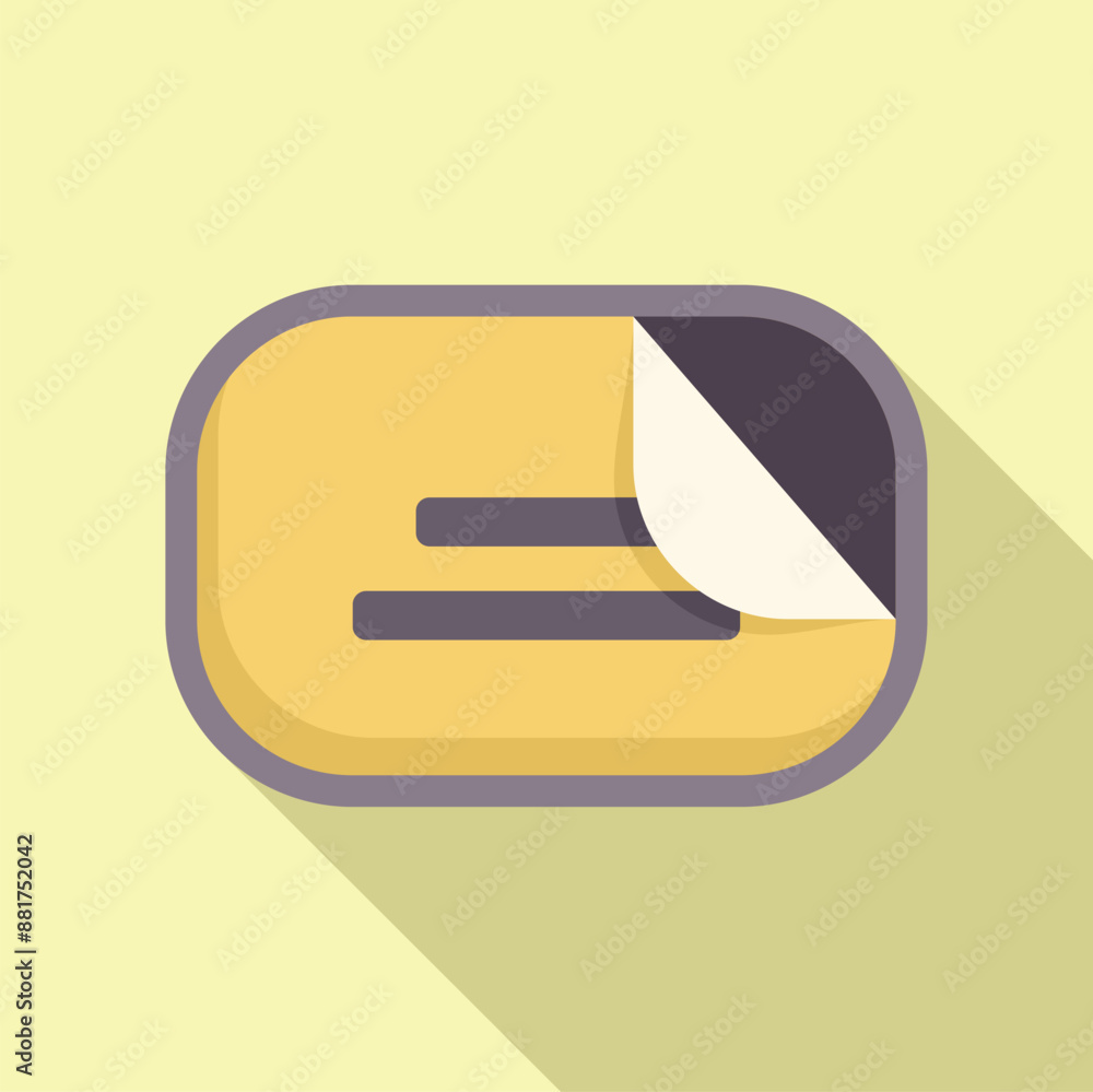 Blank rounded rectangular sticker with one curl up corner showing text lines underneath Blank rounded rectangular sticker with one curl up corner showing text lines underneath