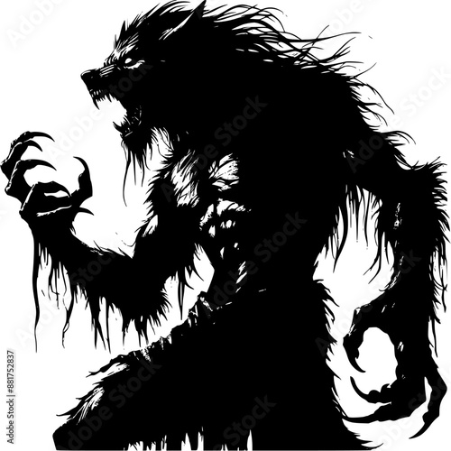 horror werewolf for halloween, editable stroke